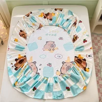 Cartoon Astronaut Fitted Sheet, Cute Astronaut with Rocket Bedding for Kids Boys,Cotton Outer Space Explorer Theme Bed Sheet 2