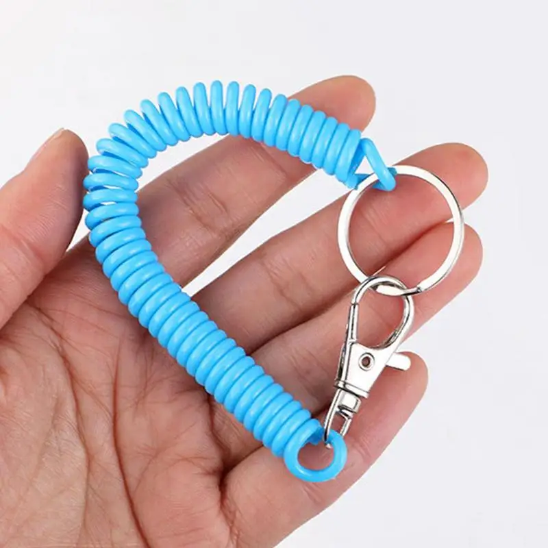 12pcs Black Spring Spiral Retractable Stretchy Keyring Metal Clip Keychain Key  Ring for Holding Keys Small Scissors Nail Clipper - AliExpress