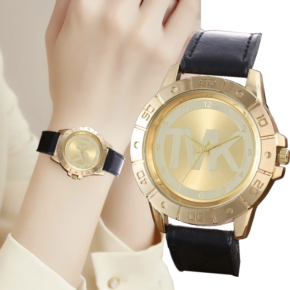 TVK Brand New Women's Wristwatch Luxury Large Dial Leather Strap Quartz Watches Ladies Fashion Watch