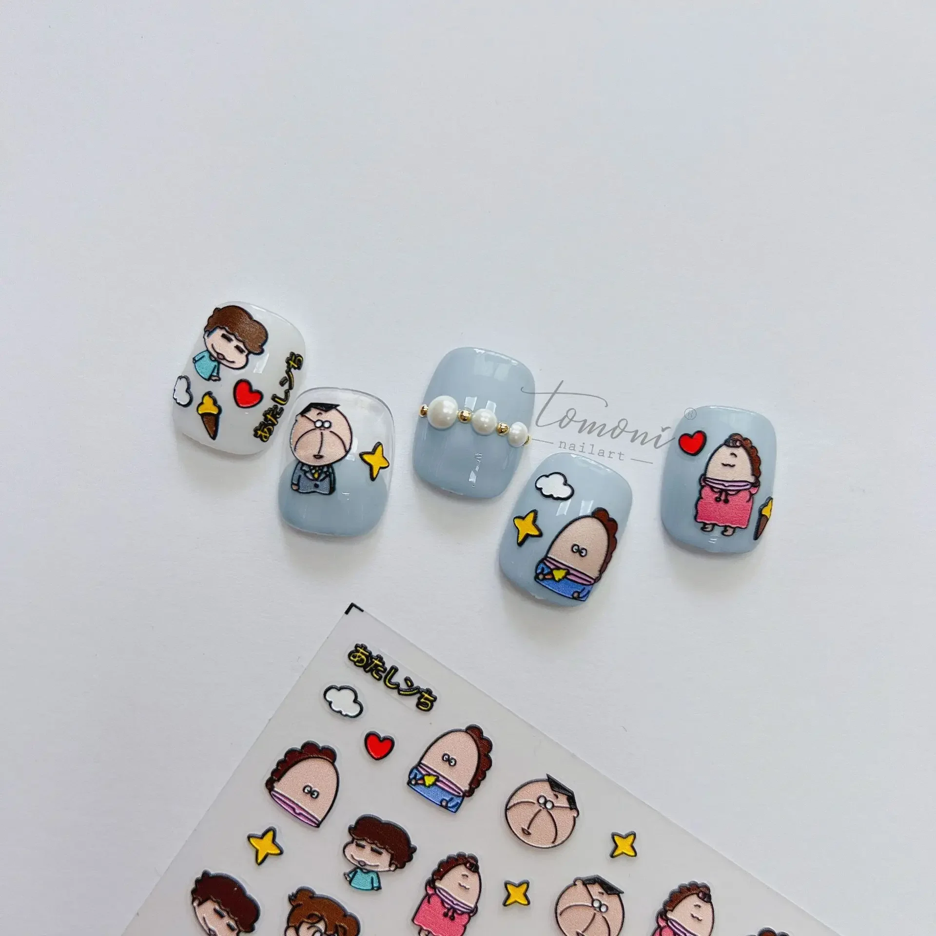 Atashin Chi Cute Funny Nail Stickers Anime Nail Art Cartoon Nail Accessories Self Adhesive Relief Nail Decals Graffiti Decor 2