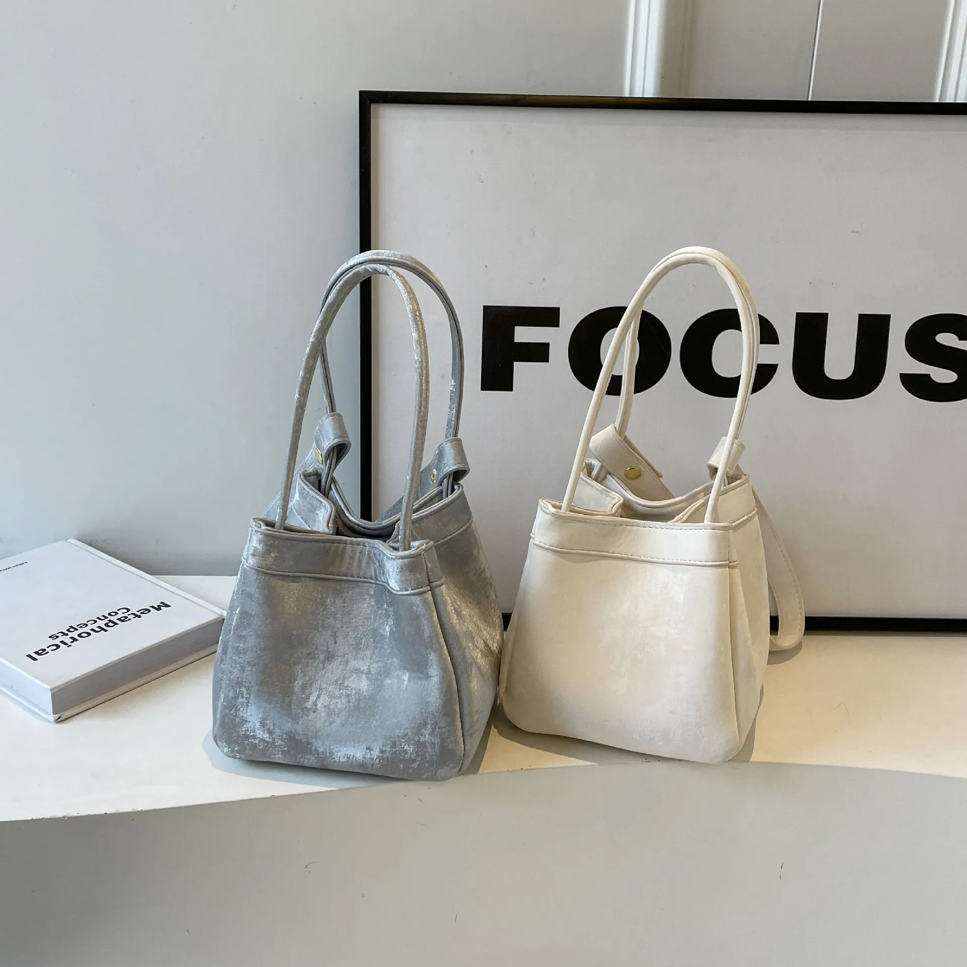 Luxury Designer Bucket Bag Women 2025 New High Quality Silk Suede Leather Square Handbag Custom Write Letters Trend Shoulder Bag