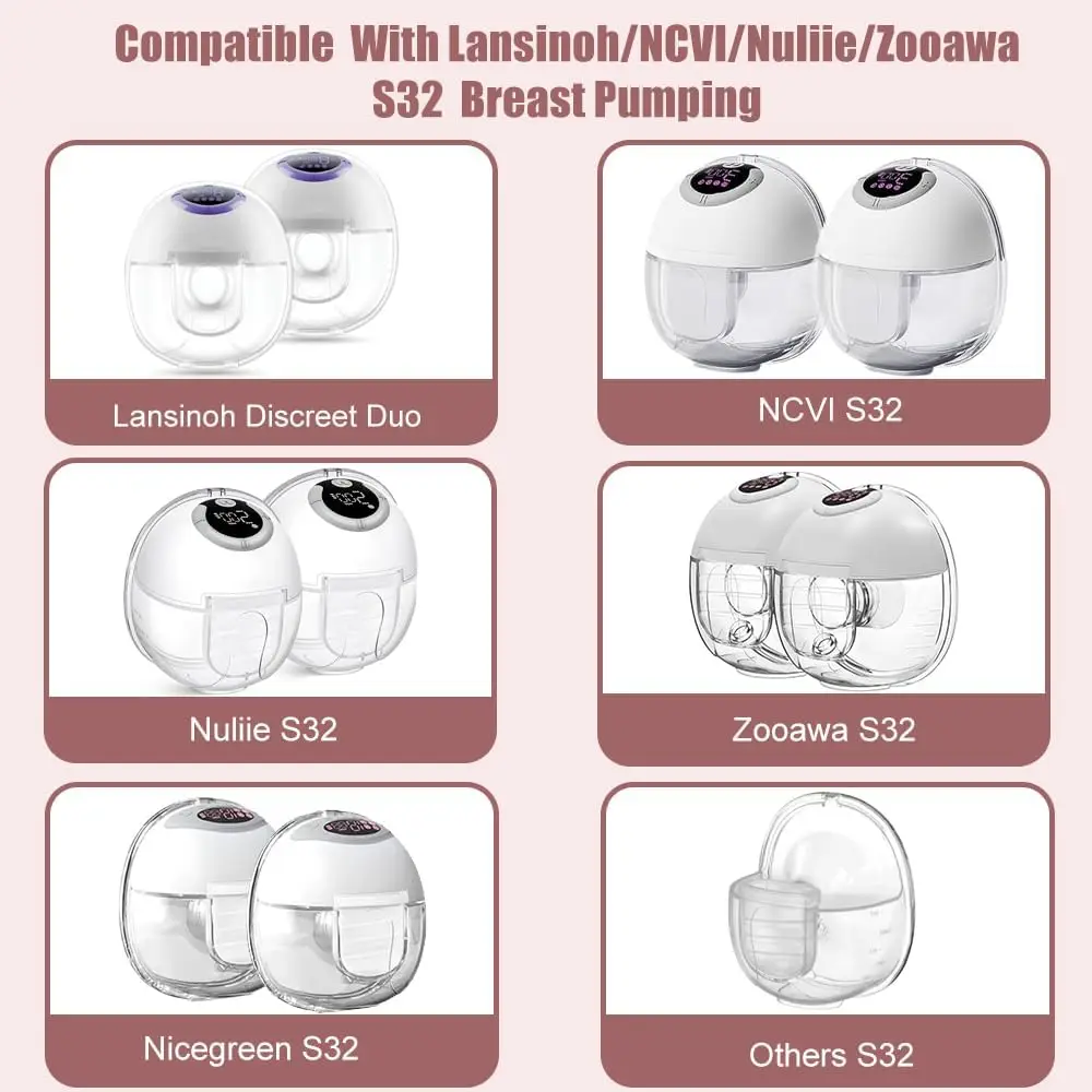Breast Pump Accessories Breast Pumps Two Full Sets Breast Pump Parts with 24mm Flange for Lansinoh Discreet Duo/NCVI/Nuliie S32