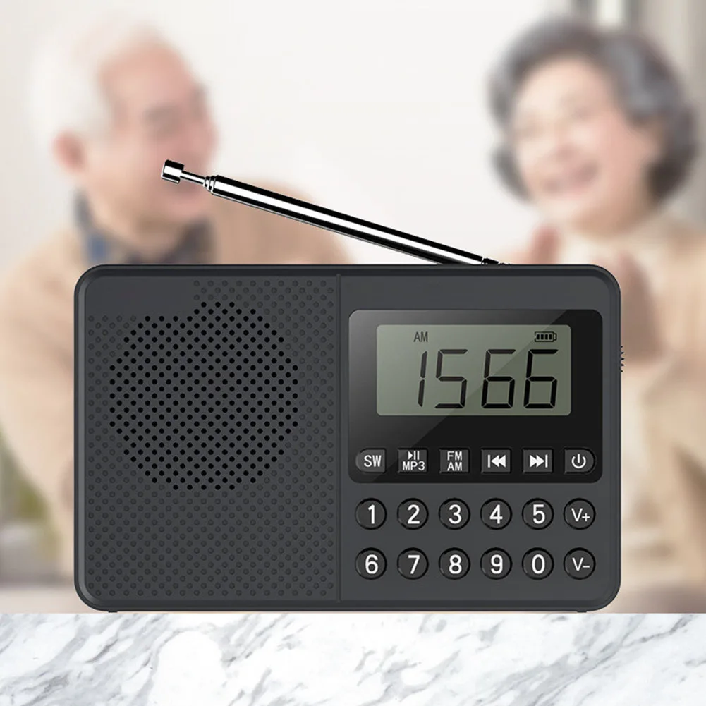 FM/AM/SW 휴대용 MP3 플레이어 듀얼 안테나 풀 밴드 MP3 라디오 스피커 LED 디지털 디스플레이 2.1 채널 지원 USB 스틱/TF 카드