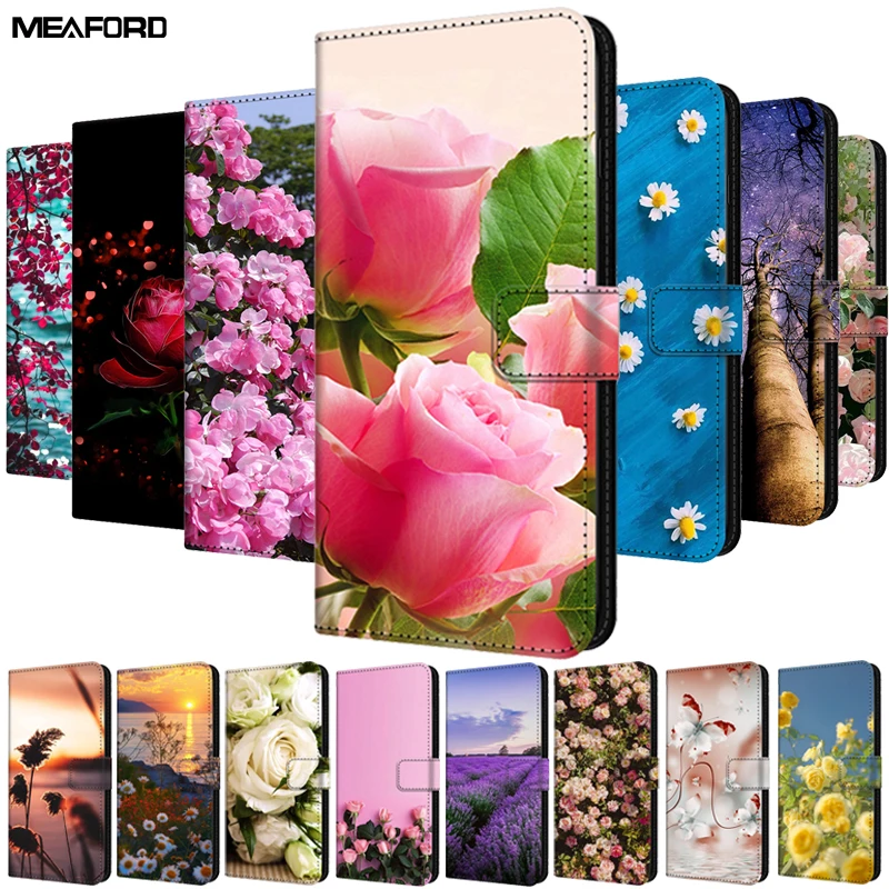 Leather Flip Wallet Case with Magnetic Closure and Stand - Elegant Design with Card Slots