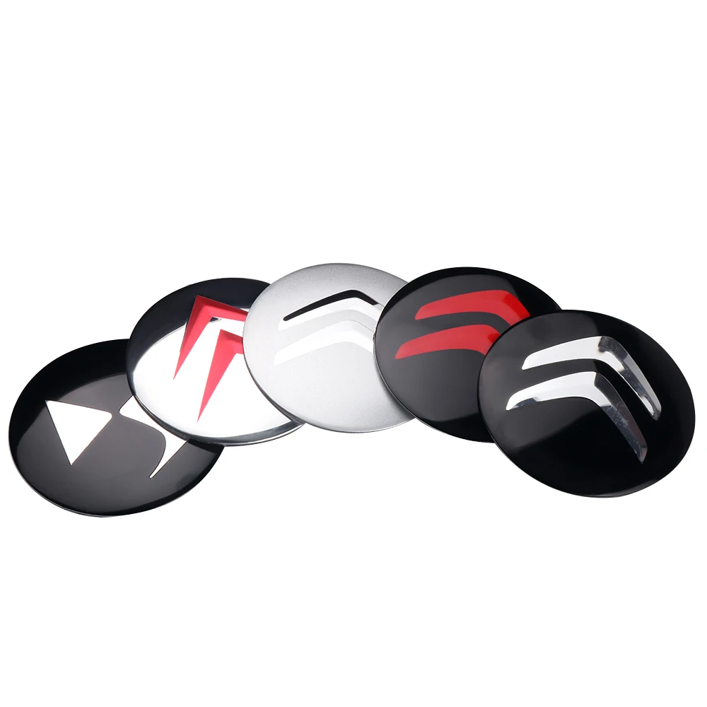 Wheel Center Caps Wheel Center Hub Cap Sticker 4Pcs Car Wheel Center Caps Badge Tire Hub Sticker Decoration For Citroen C1 C2 C3 C4 C5 C6 C8 C4L DS3 DS4 DS5 DS5LS DS6 DS VTS