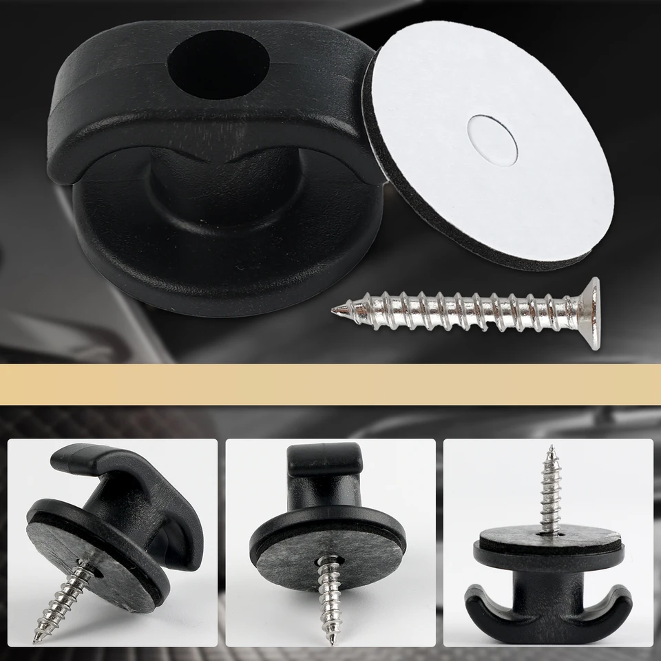 Sourcing Map 4 Ganci A S Da Campeggio In Plastica Con Cinturino In PU, Fissaggio A Pressione, Per Appendere Pentole, Tazze, Luci, 13x3,6cm, Nero - 4