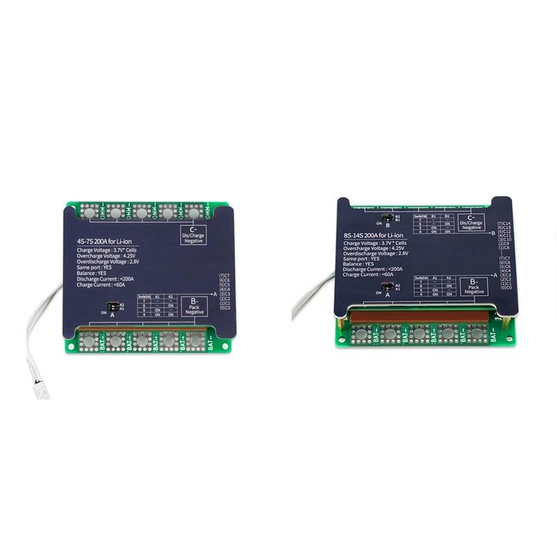 

MAXKGO BMS литий-ионная аккумуляторная батарея Φ 6S 7S 8S 10S 12S 13S 14S 12V-24V 200A упаковка балансировочная Защитная плата для батареи 18650