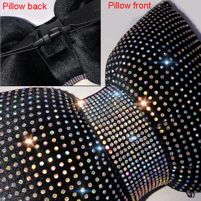 1PC Car Neck Pillow Diamond Crystal Bowknot Rhinestone Auto Headrest Seat Support Waist Pillows Bling Car Accessories for Women car pillow,car headrest,car neck pillow,baby car seat pillow