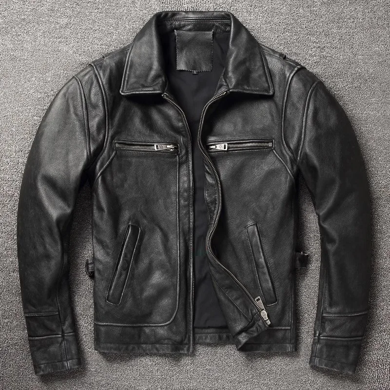 Leather Jacket for men leather jacket Men Cowhide Natural quality Genuine brown CC Shop.Dermis