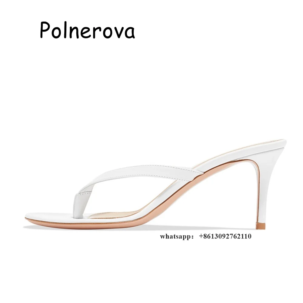 Flip Flop Slippers Thin Heels Slip On Women's Shoes Summer Casual Solid Real Patent Leather Ladies Large Size Fashion Shoes