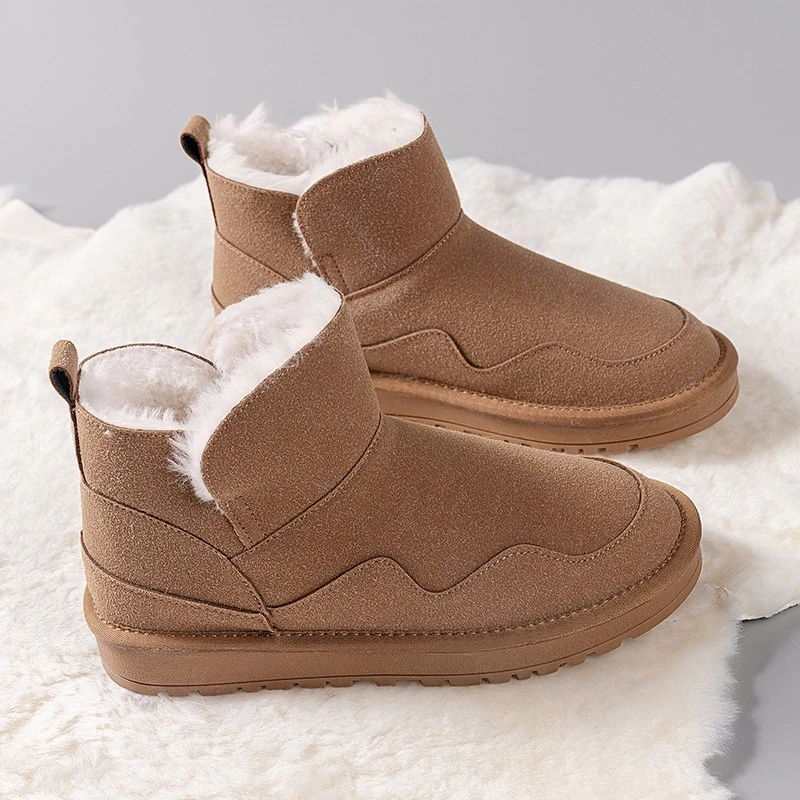 

Snow Boot Winter Round Toe Shoes Sheepskin Boots Women Waterproof Natural Wool Ankle Boots Fur Lined Ankle Warm New Flat Shoes