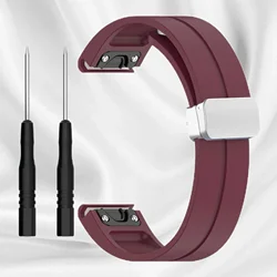 Magnetic Buckle Silicone Strap - 26mm & 22mm Watchband Bracelet - QuickFit 20mm (WineR S)