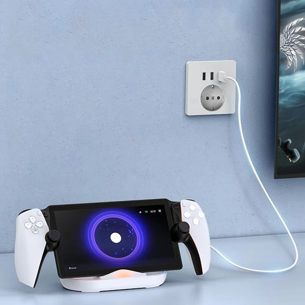 Charger Stand Station with Charging Cable Charging Stand Portable Charging Dock Station for Sony PlayStation Portal PS5 Portal