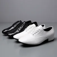 White Stone Pattern New Dance Shoes Square Dance Shoes Soft Sole Social Dance Shoes Leather Latin Dance Sneakers 1