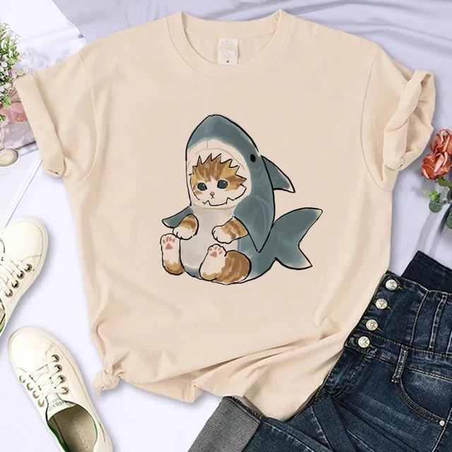 New Cute Women T-shirt Cartoon Cat Funny T-shirt Harajuku Graphic Ulzzang T- shirt 90s