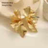Boucles d'oreilles dorées en acier inoxydable pour femmes, Double couche, fleur à cinq pétales, Vintage, rayures, fleur, bijoux cadeaux