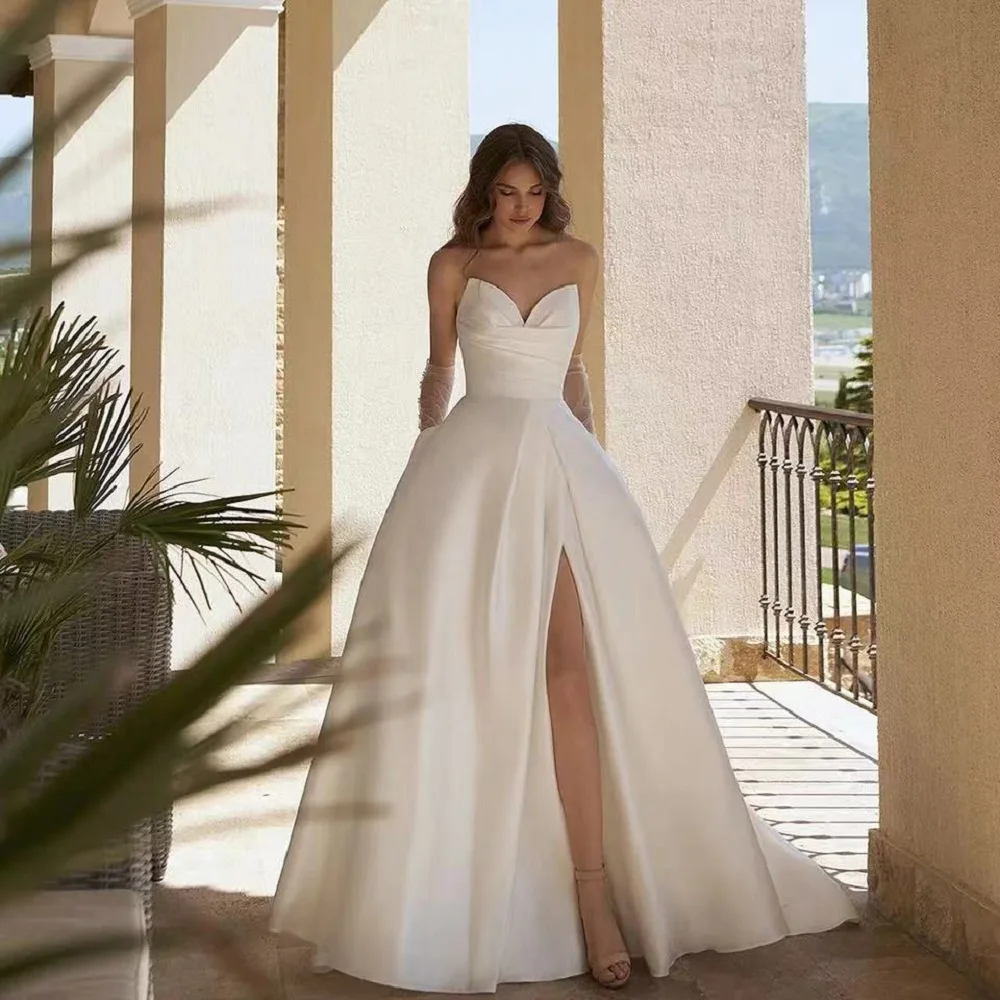 

Новые поступления простых свадебных платьев 2024 V-образный вырез