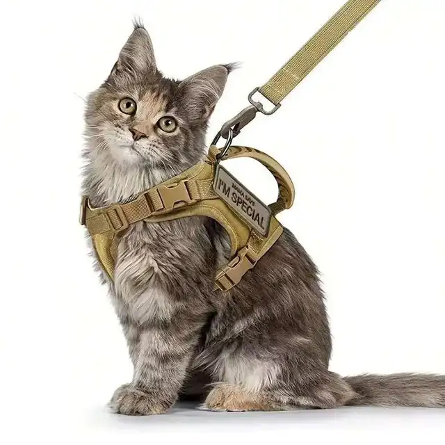 Outdoor Tactical Cat Harness For Walking Escape Proof Adjustable Waterproof Pet Harness Soft Mesh Vest For Large Cat Small Dog 4