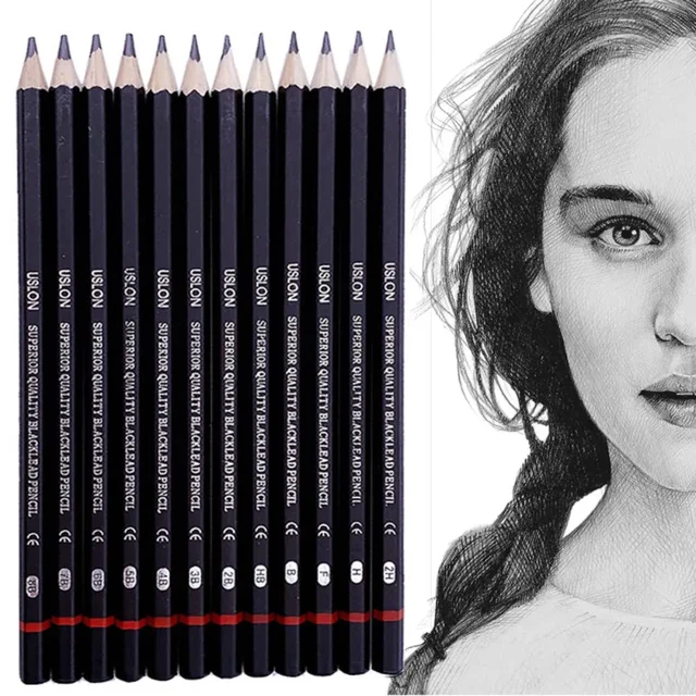 12Pcs Professional Drawing Sketching Pencil Set 2H-8B Graphite Shading Sketch Art Pencils for Beginners Pro Artists Stationery 1