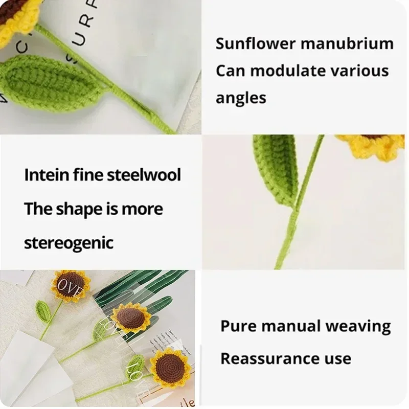Sunflower Hand Woven Bouquet Creative Wool Knitting Flower Sunflower Decorations Teachers Day Mother S Day Birthday Gift