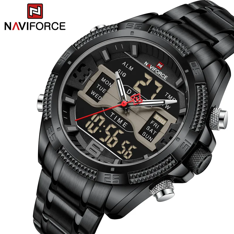 

NAVIFORCE Top Brand 2023 New Fashion Mens Watches Stainless Steel Luxury Sports Male Quartz Wristwatches Digital Analog Clock