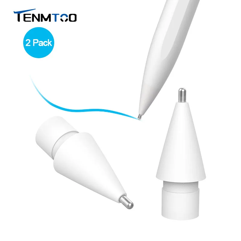 Tenmtoo 2 Pack Pencil Tips for Apple Pencil 2nd Gen No Wear Out Fine Point Precise Pencil Nib for iPad Pro Pencil Stylus Nibs