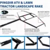 74 Inch Drag Driveway Tractor Harrow Heavy Duty Steel Lawn Leveling Rake for ATV UTV Trailer Mower 3