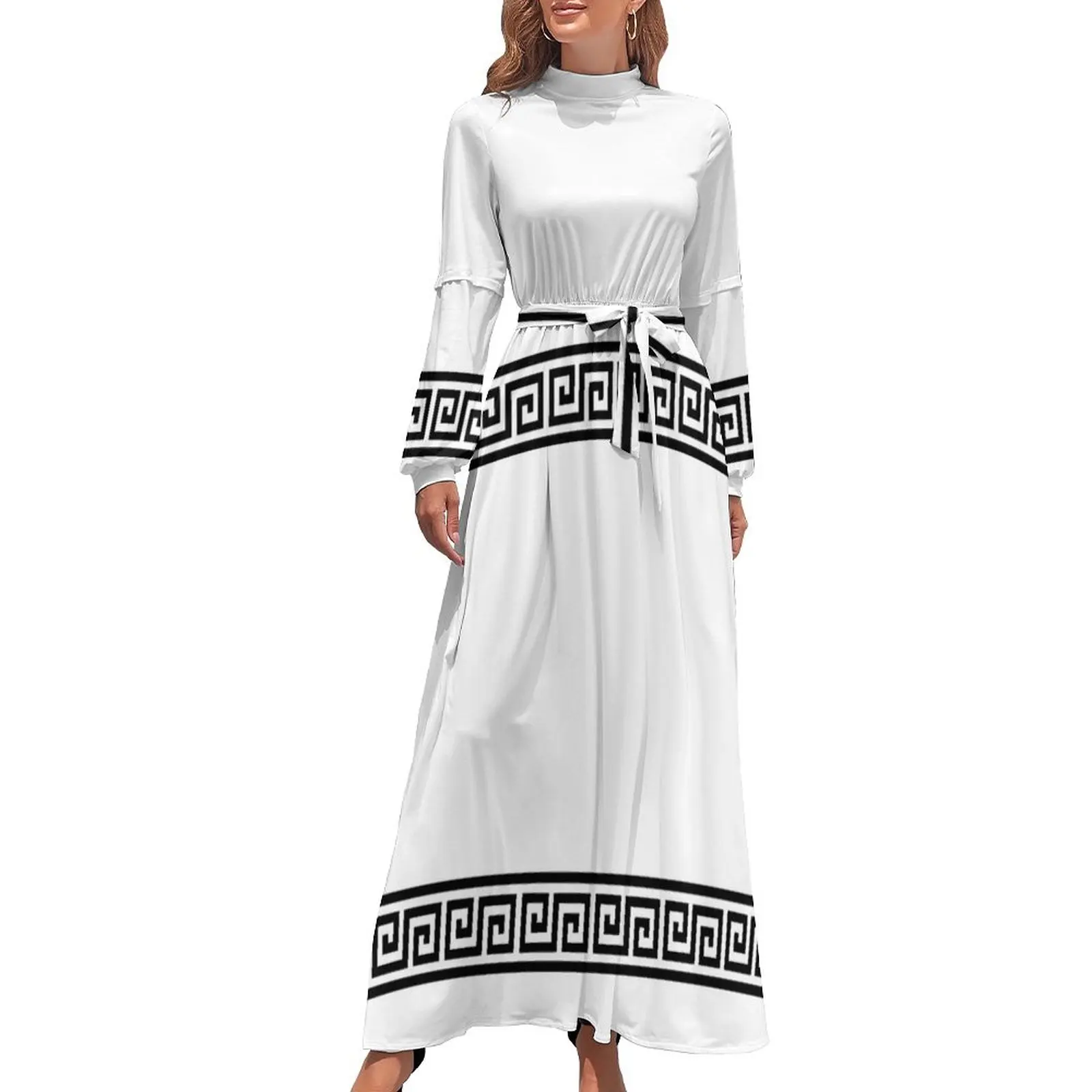 Vestido largo con estampado geométrico griego Vestido de noche para mujer Vestido de verano para mujer 2024 Vestidos de fiesta