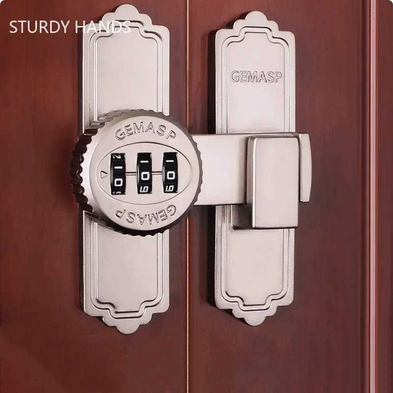 Zinc Alloy Door Buckle 3 Digit Password Barn Door Lock Sliding Hasps Lock Kitchen Cabinet Drawer Bolt Indoor Hardware