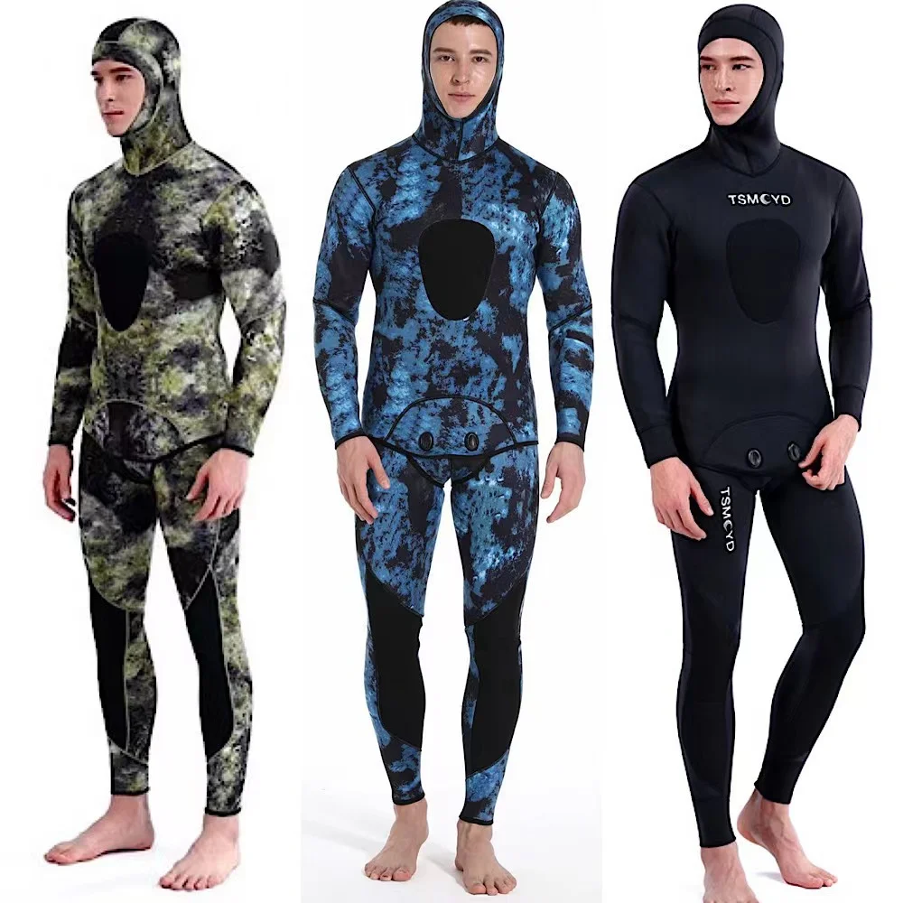 Diving Suit Neoprene Scuba Diving wetsuit1.5/ 3MM Winter Warm Men Hood Surfing Front Zipper Snorkeling Spearfishing Hooded Diving Suit