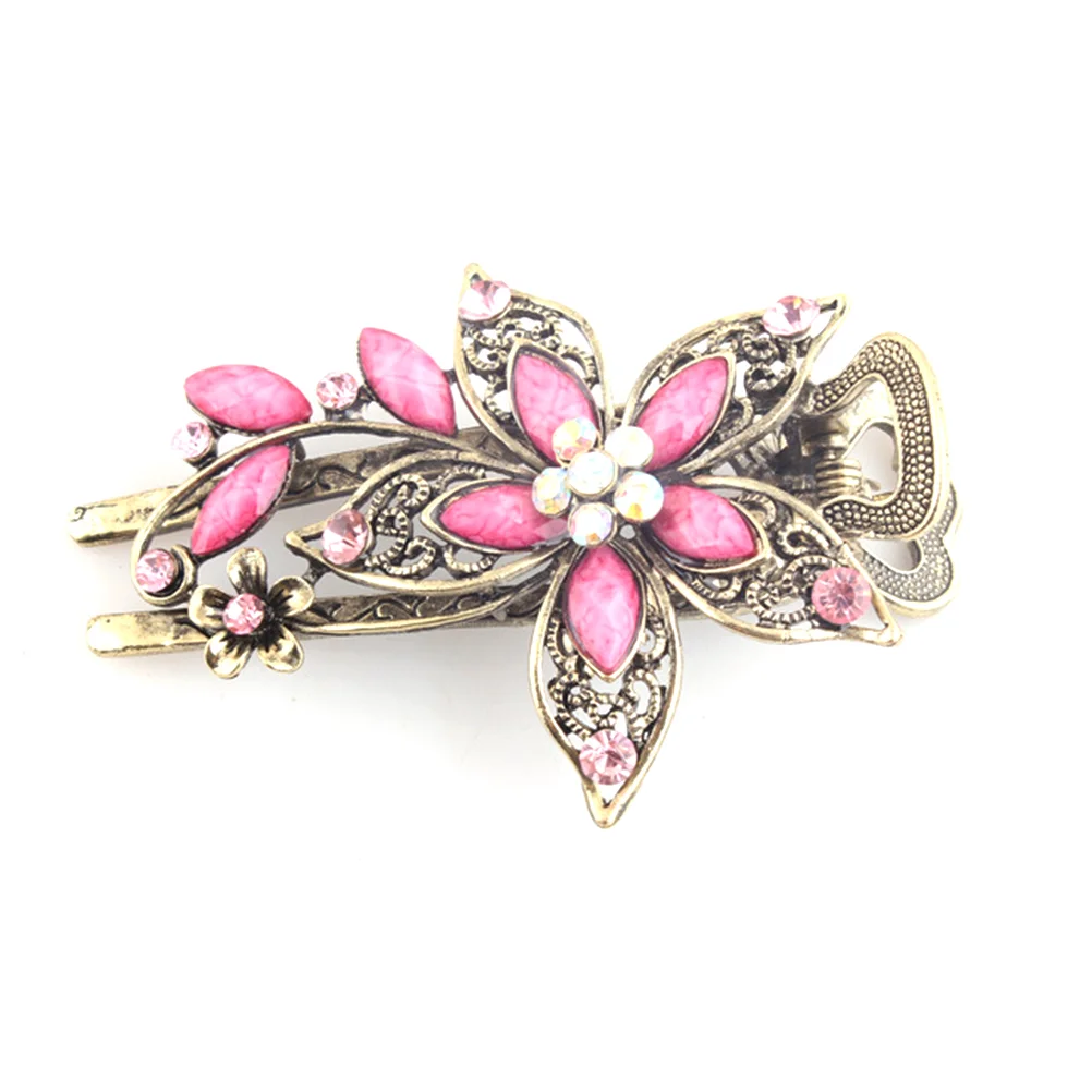 

Petal Hair Clip Floral Crystal Hair Clip Barrette Vintage Women Hairpin Hair Accessory Party Prom Headdress Decor Hair Clamp
