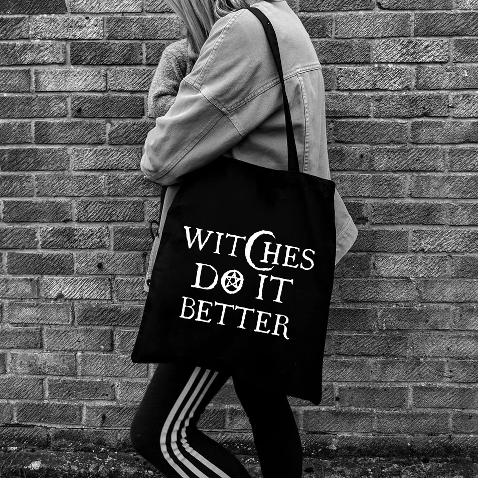 

Холщовая Сумка Witches Do It Better, Женская Хлопковая Сумка через плечо, многоразовая сумка-тоут для путешествий и покупок, подарок