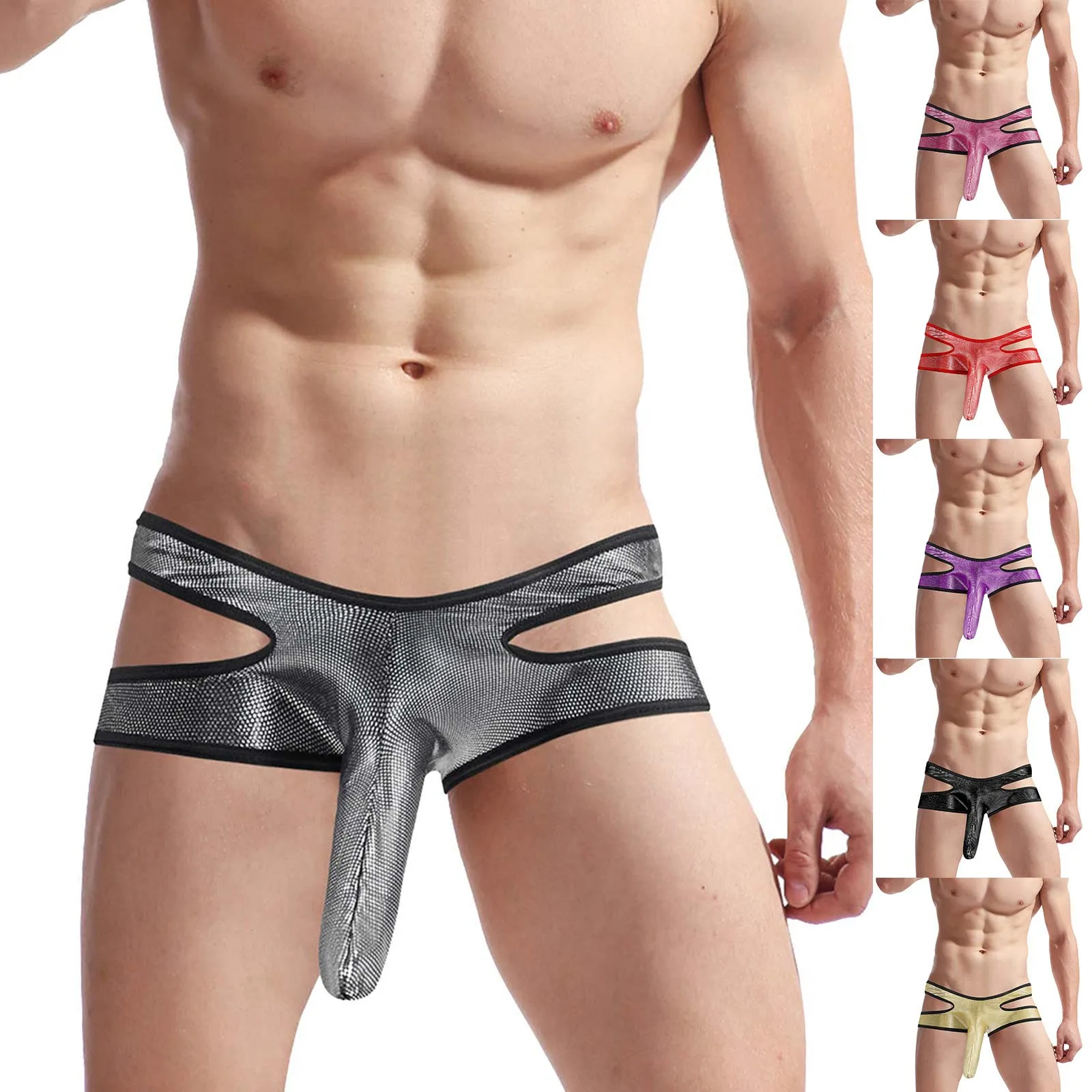 

Men's Erotic Underwear And Underwear Colorful Exposed Hip Cover Thong