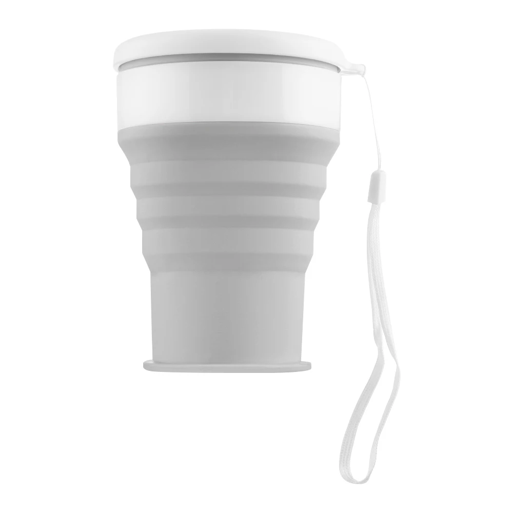Collapsible Silicone Travel Mug with Lid - Portable, Heat Resistant, and Foldable