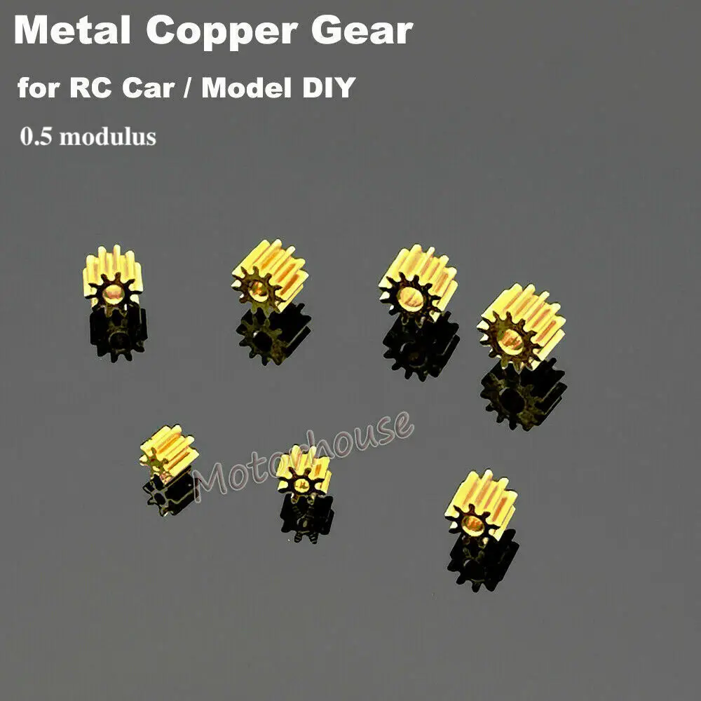 5pcs/lot 0.5 Modulus 7T-13T Metal Copper Gear Pinion transmission Gear Fit 1mm-2.3mm Shaft DIY Toy