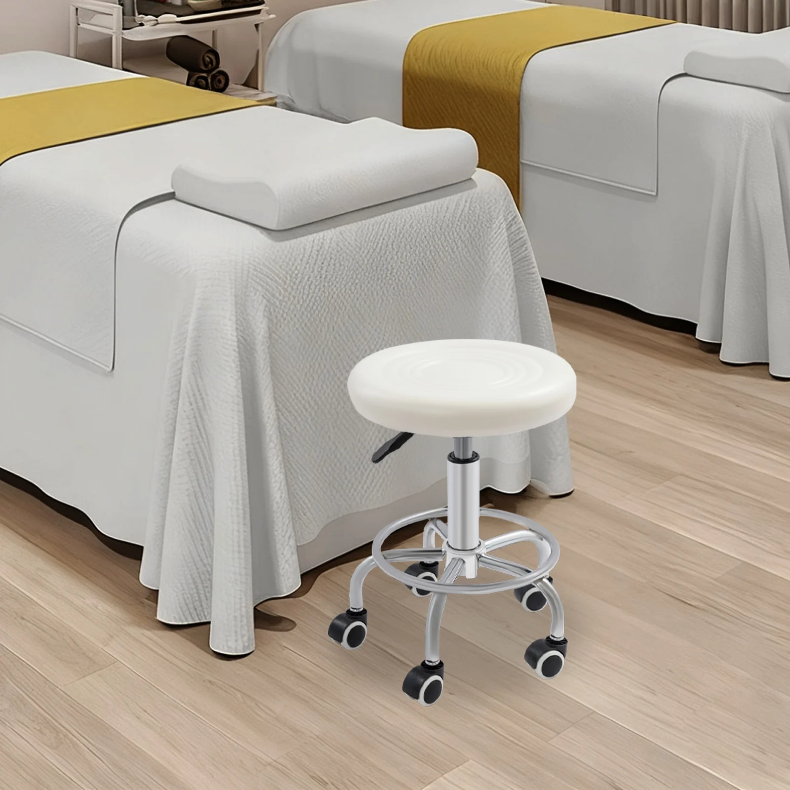 Professioneller Hydraulischer Friseurstuhl Verstellbarer Hocker mit 360° Drehung & Rollen für Friseursalon Schönheitssalon Massage – Detail 9