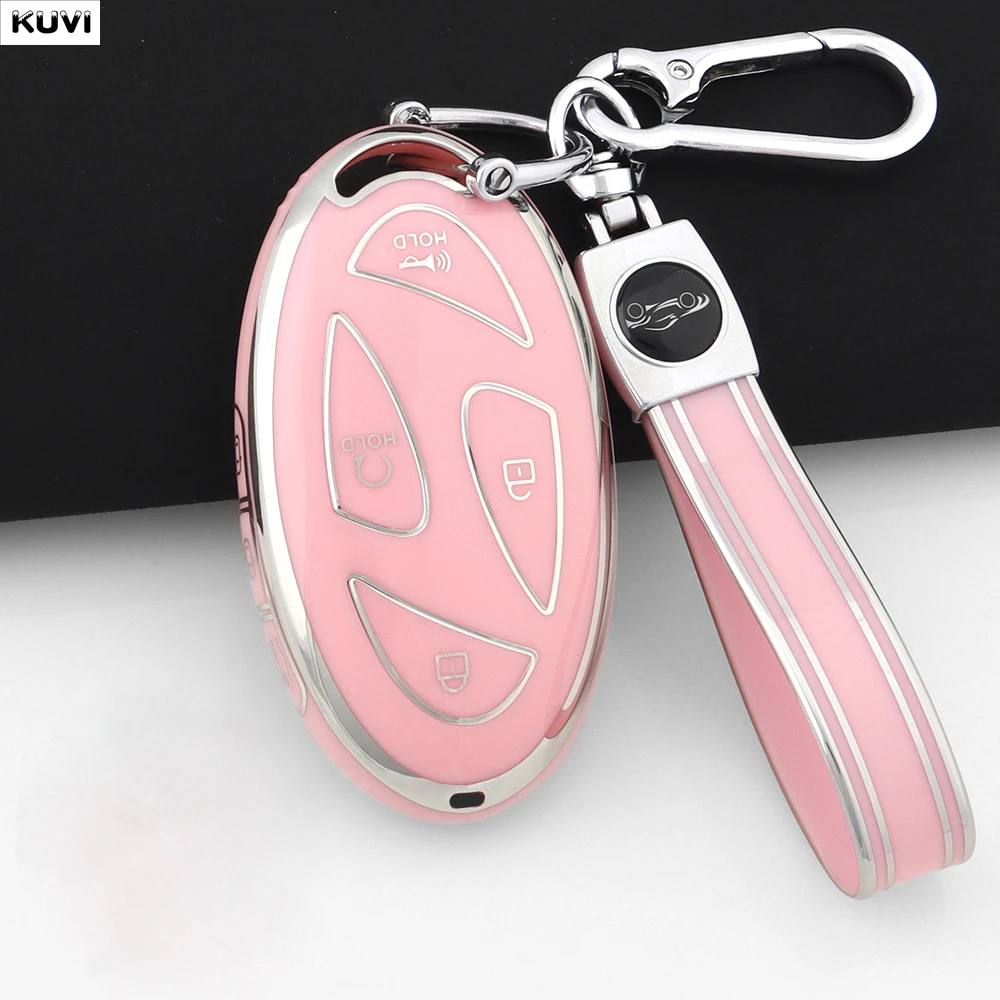 Elegant TPU Car Remote Key Case Cover with Keychain - Protective Accessory