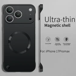 Ultra Thin Frameless Magnetic Metal Matte Phone Case - iPhone 14 Plus (Black)