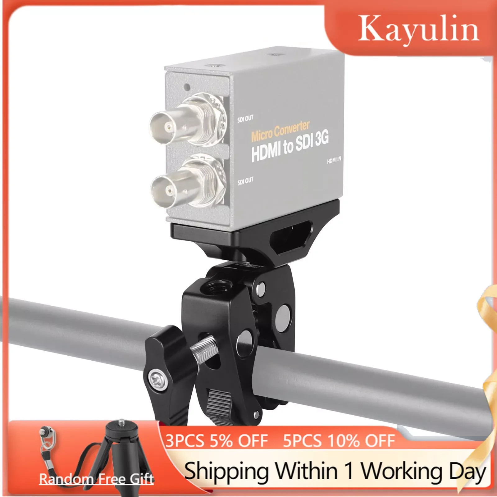 Szrig Universal Super Crab Clamp + Micro Signal Converter Supporto Di Estensione Da Hdmi A Sdi 3G Per Blackmagic