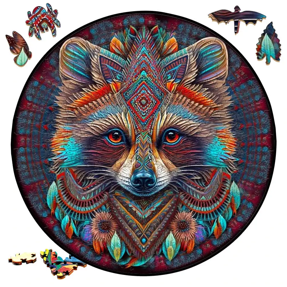 frog Wooden animal Puzzle cat circular Wooden jigsaws Interesting Diy Draft For Kids Adults 3d Puzzle Brain Games 2