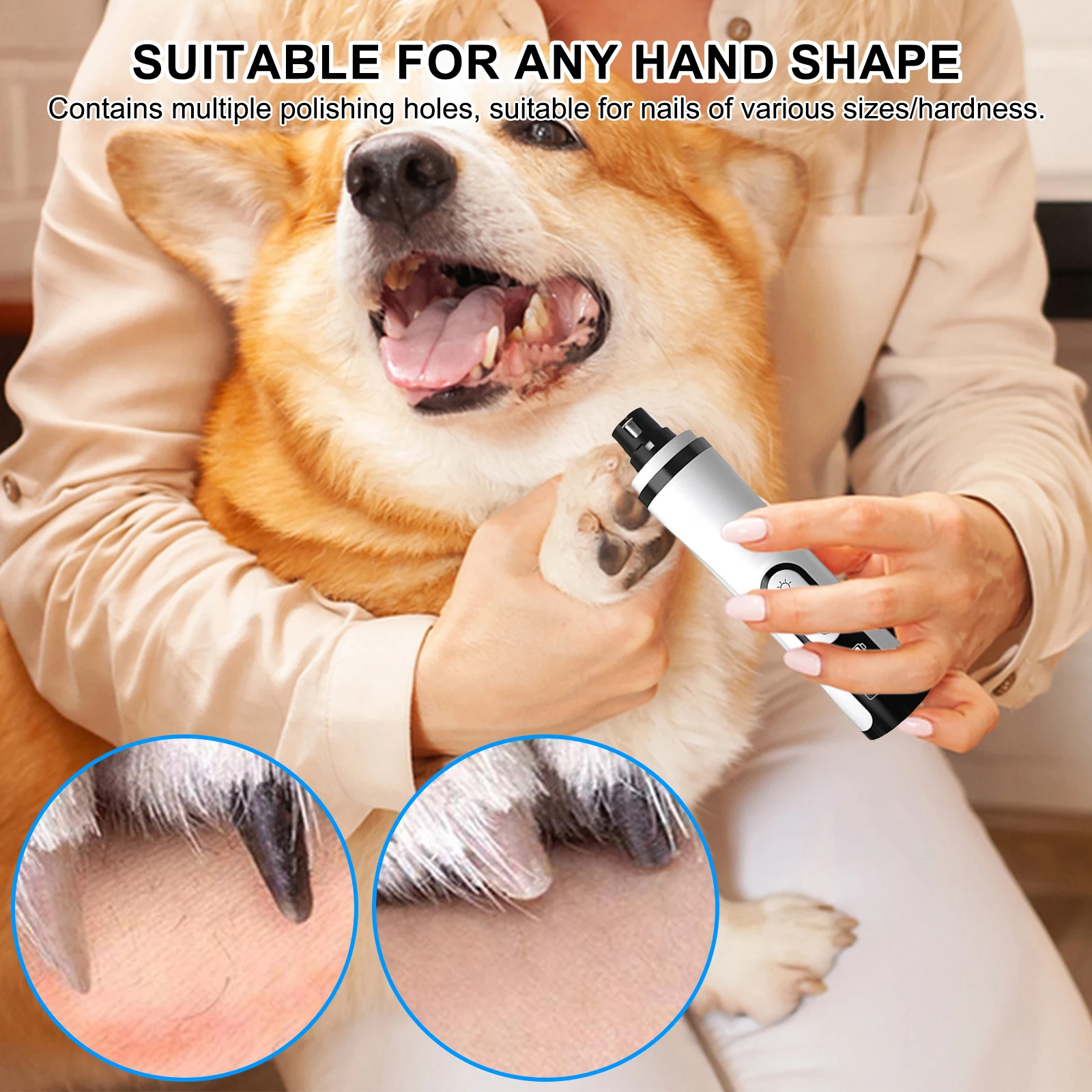 Electric Pet Nail Grinder Rechargeable Dog Nail Trimmer Quiet Cat Nail Grinder Suitable for Small Middle Large Dogs and Cats