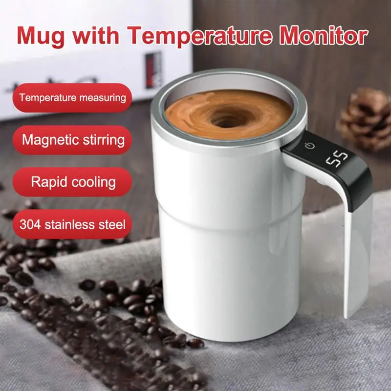 Coffee Stirring Cup Stirring Cup Electric Stirring Cup Coffee Cup Automatic Stirring Magnetic Mug Rechargeable Stirring Coffee Cup with LCD Display Electric Cup Coffee Mixer
