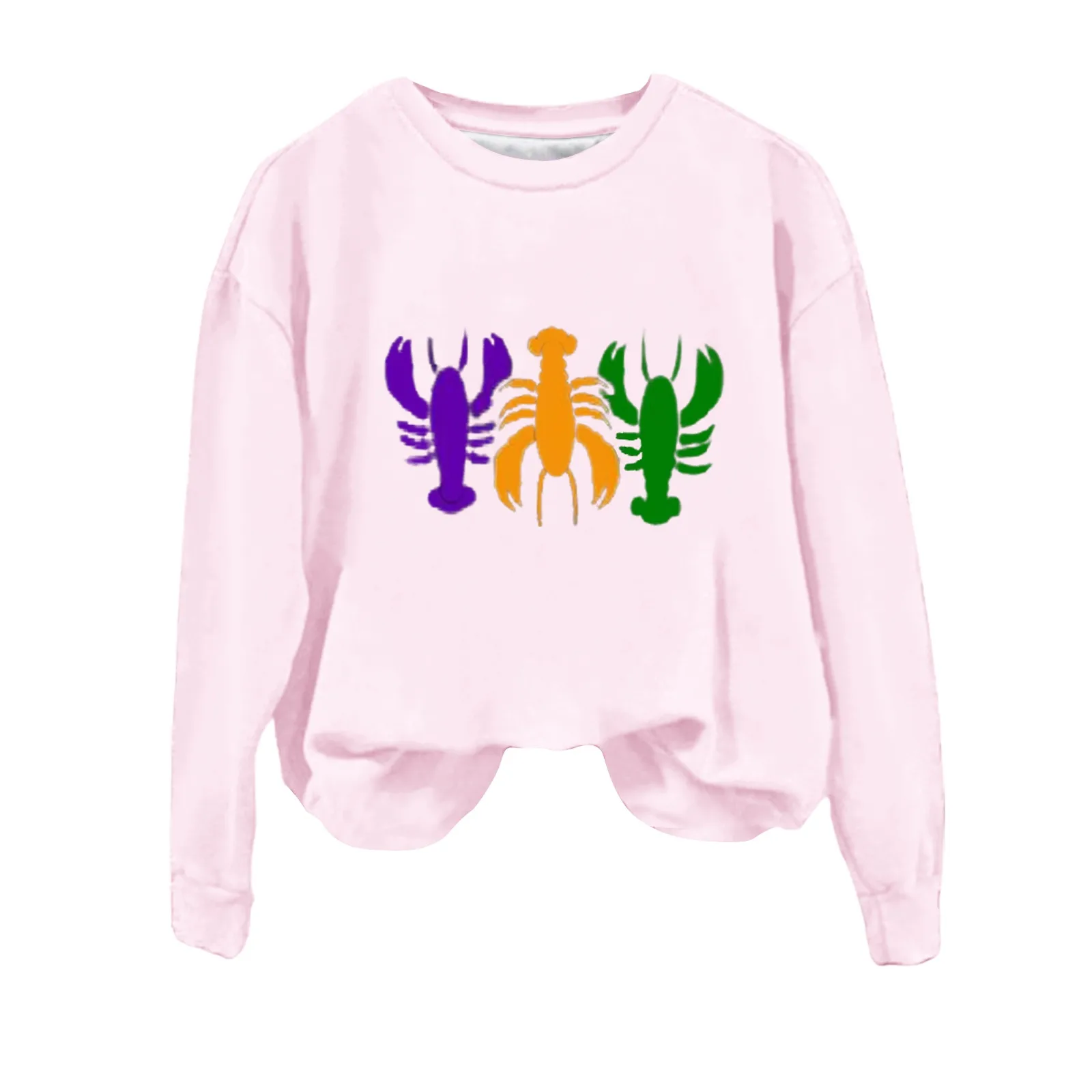 

Baseball Long Sleeve Womens Mardi Print O Neck Sweatshirt Round Neck Fit Pullover Tops Fashion Long Sleeve Light Pullover Women
