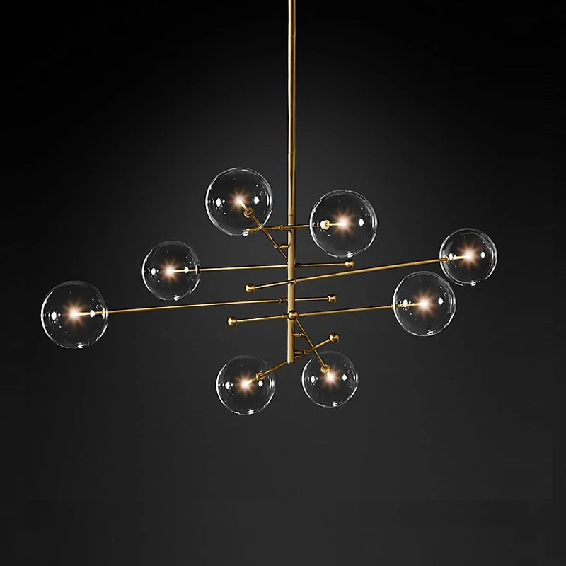 Modern Bronze Glass Pendant Light Glass Bubbles Chandelier Study Living Room Restaurant Hanging Lamp Room Decor