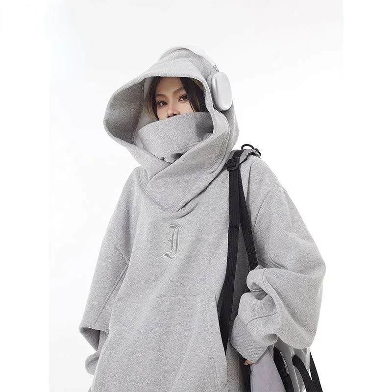 2024 New High Street Vide American Heavy Machinery I Hoodie Men's Fashion Brand Oversize Turtleneck Coat