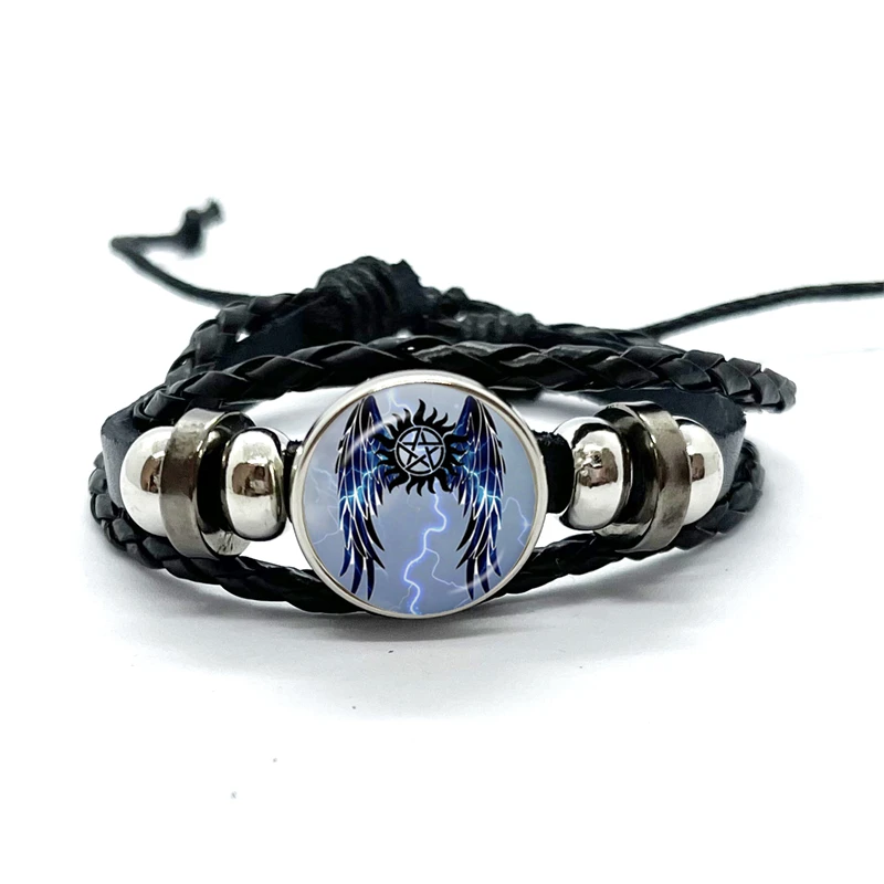 2023 New Supernatural Sign Leather Bracelets Sam Dean Multilayer Braided Bracelets Bangles Handmade Jewelry Gifts 5