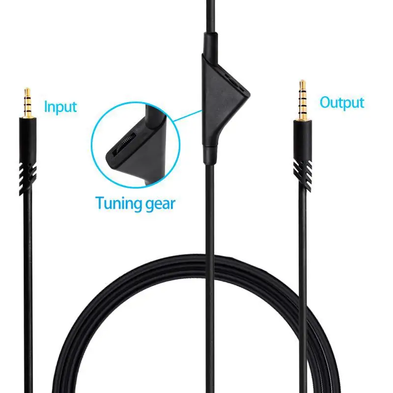 Replacement Black Audio Cable for Logitech Astro A10 A30 A40 A40TR Headphone Accessories Extension Cord with Mute Volume Control
