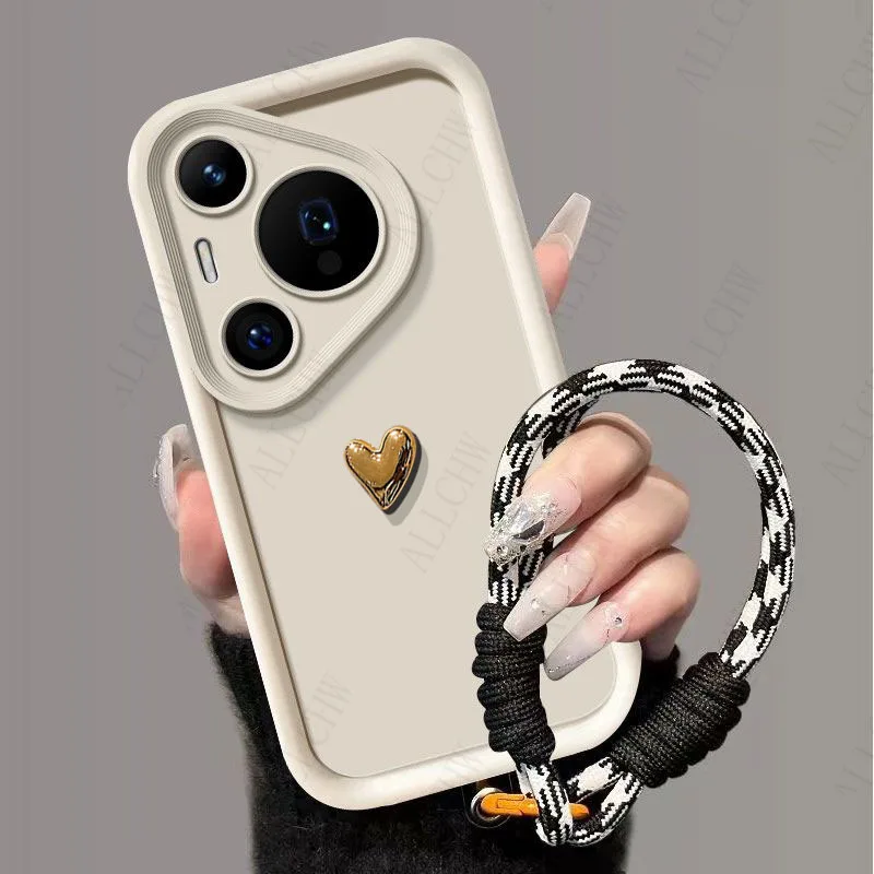3D Love Heart Strap Shockproof Phone Case Cover