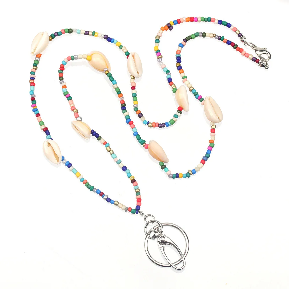 Women's Stylish Blue Beaded Lanyard with ID Badge Holder
