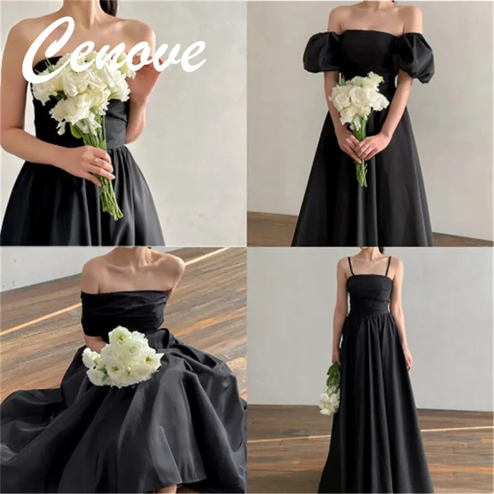 

Cenove A-Line Strapless Neckline Prom Dress Floor -Length With Short Sleeves Evening Summer Party Dress For Women2023